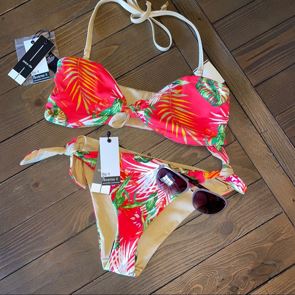 NWT! Dolce Vita REVERSIBLE tropical bikini